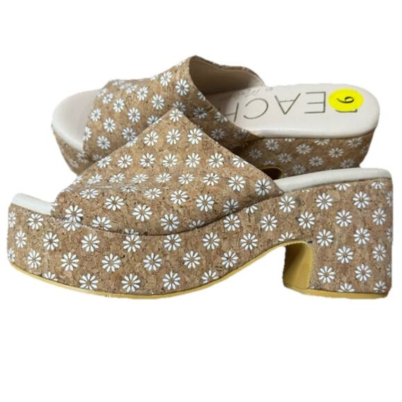 Beach by Matisse Daisy Terry Cork Platform Sandal Size 9 M Heels Shoe Slip-On - Picture 1 of 8